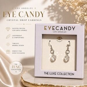 Eye Candy LA Crystal Drop‎ Earrings | Silver Tone Dangle | Minimal Chic